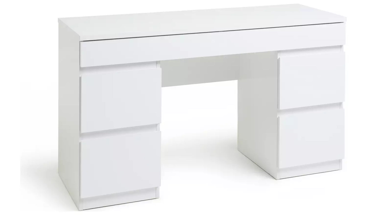 Assembled Jenson 5 Drawer Dressing Table - Matte White